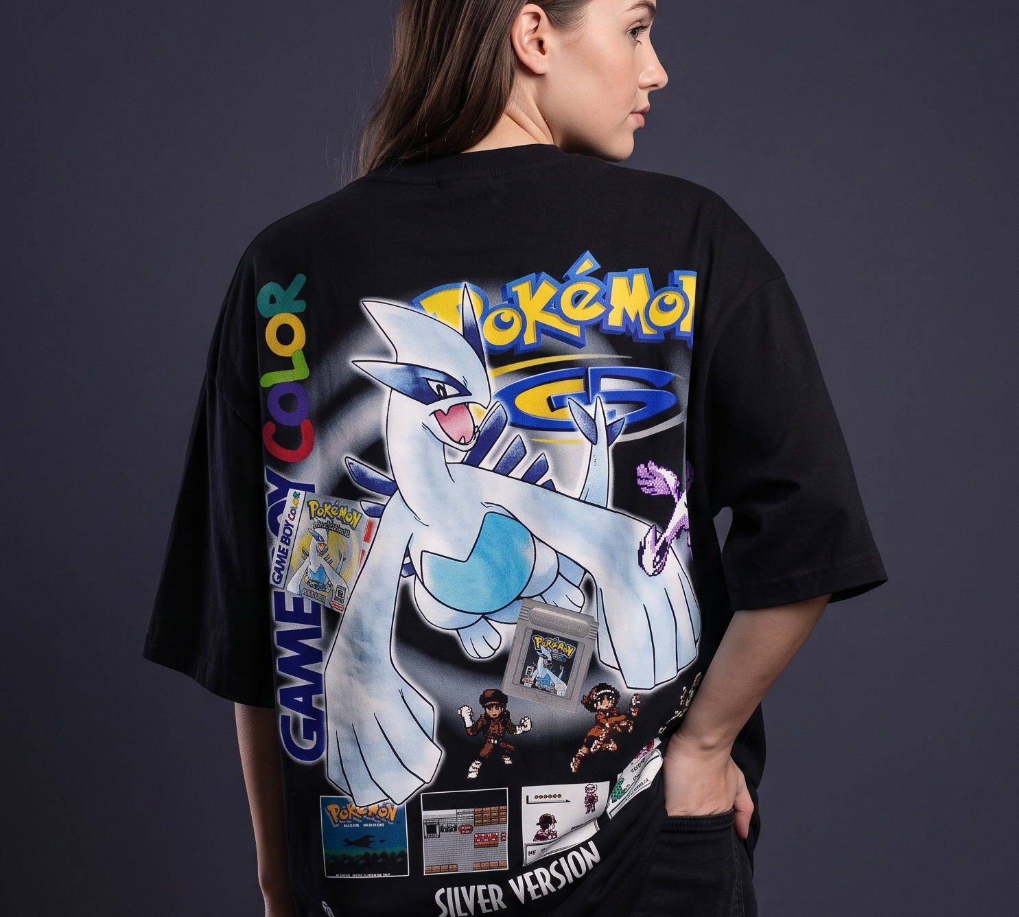 Model wearing an Oceandust tee, back view